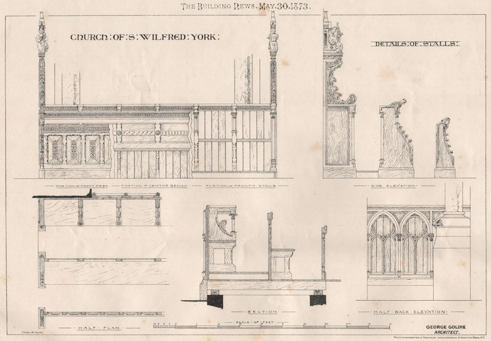 Church of St. Wilfrid, York; George Goldie, Architect. Yorkshire 1873 print